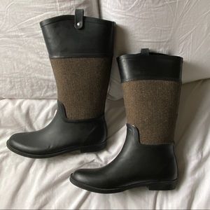 Target Rubber and Tweed Mid Calf Rain Boots